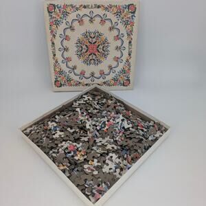 VTG Hallmark Quilt Square Puzzle Springbok Paradise Garden 500 Piece Jigsaw